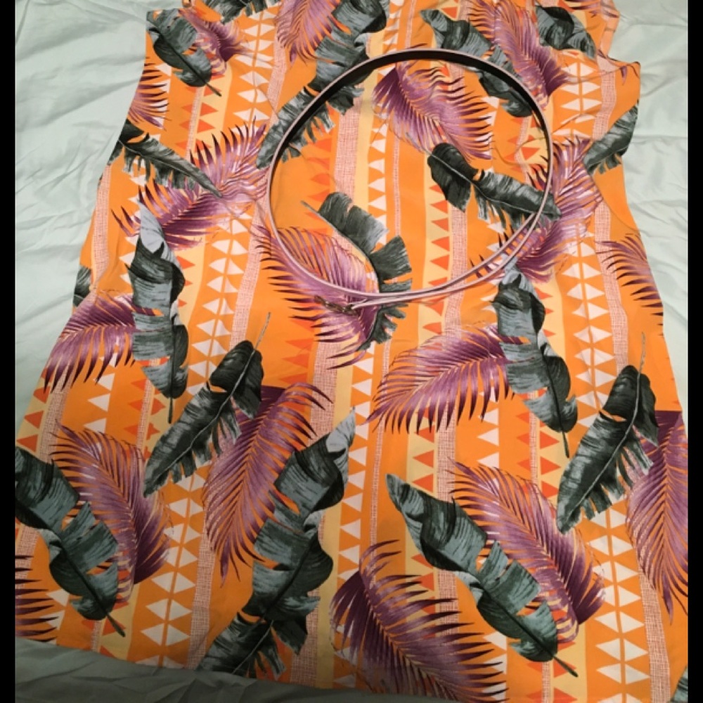 Tropical dress with Cute Lavender Belt!!!